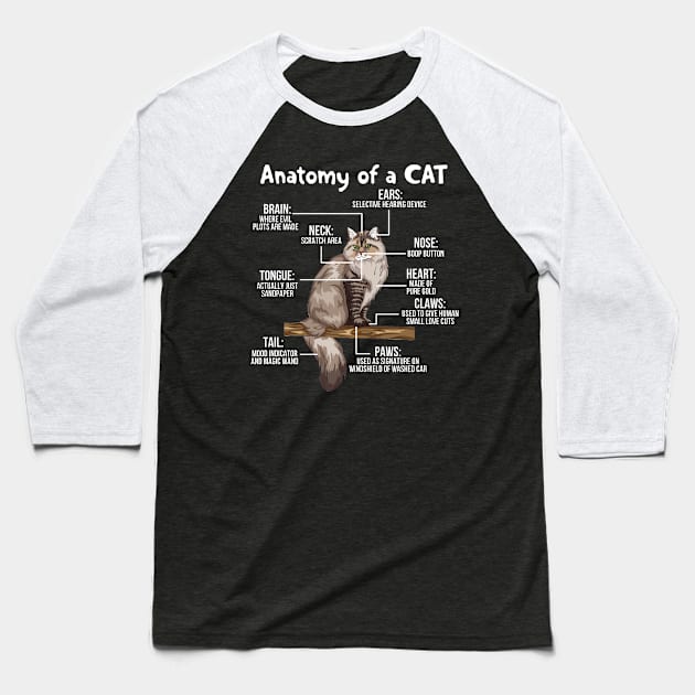 Funny Anatomy Of A Cat - Cute Funny Kitty Kitten Feline Pet Lover Baseball T-Shirt by Jason Smith